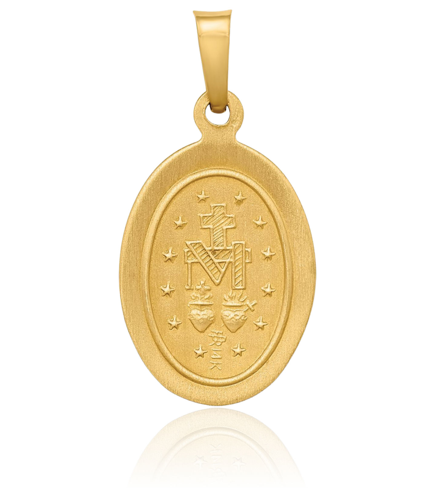 14K Solid Yellow Gold Our Lady of Miraculous Medal Pendant Necklace ...