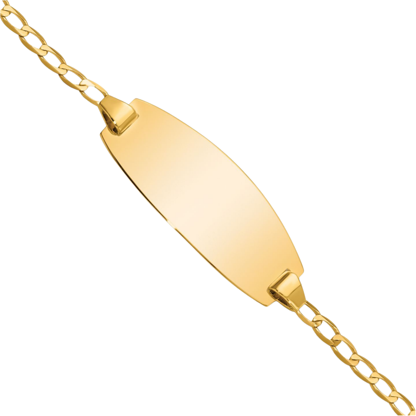 14K Solid Yellow Gold Oval Curb Link ID Bracelet - Picture 10 of 24