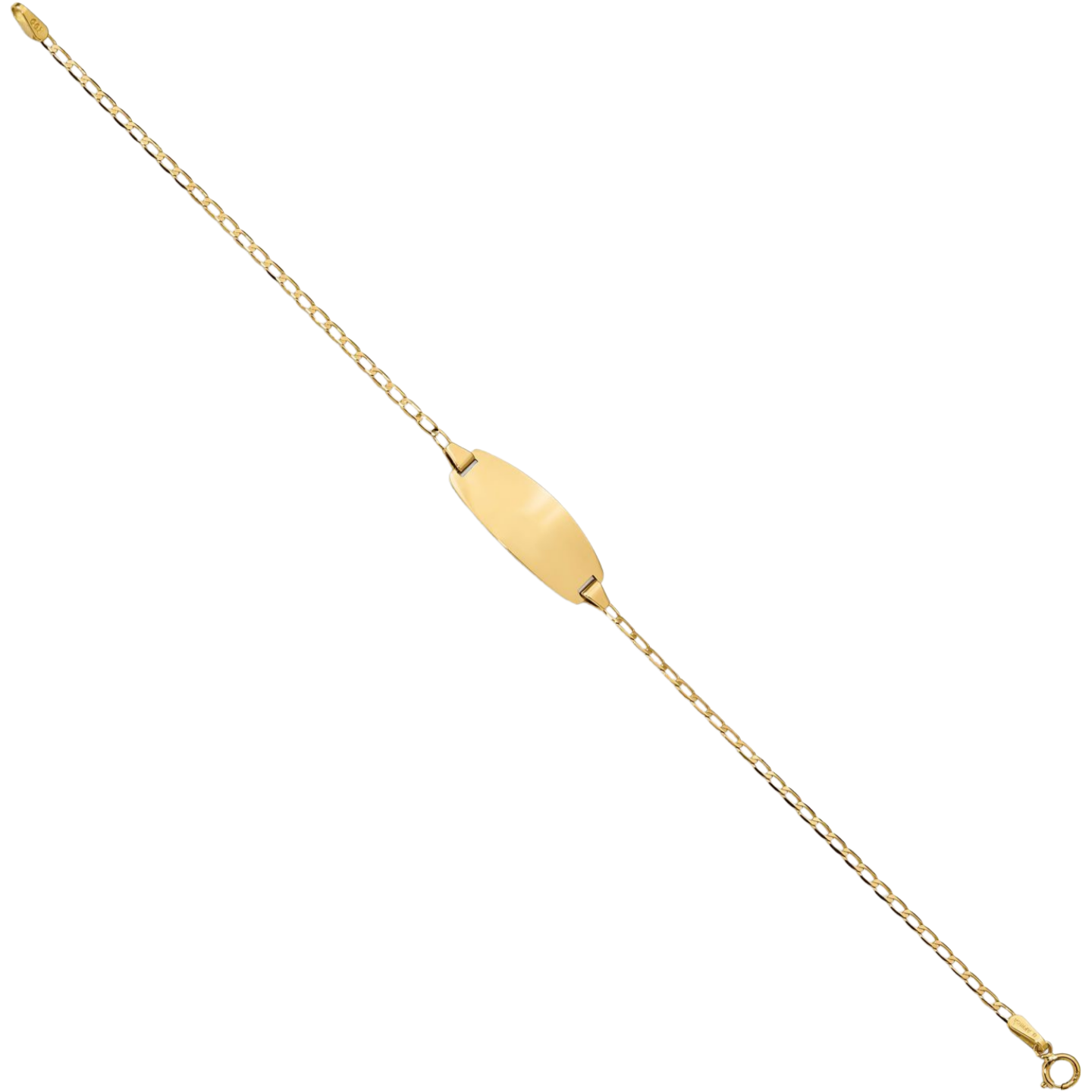 14K Solid Yellow Gold Oval Curb Link ID Bracelet - Picture 9 of 24