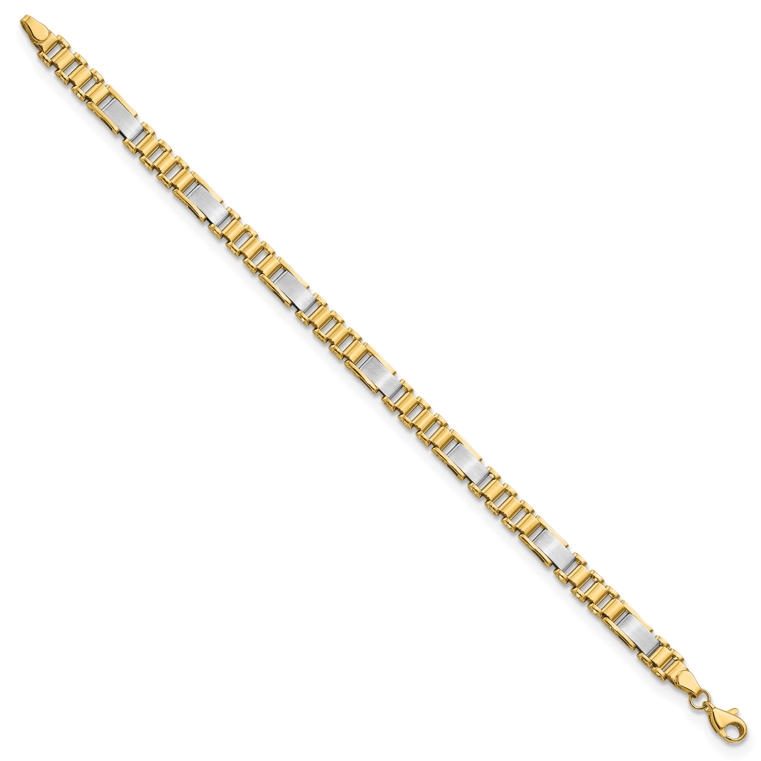 14K Solid Two Tone Gold Link Chain Bracelet - Picture 8 of 12