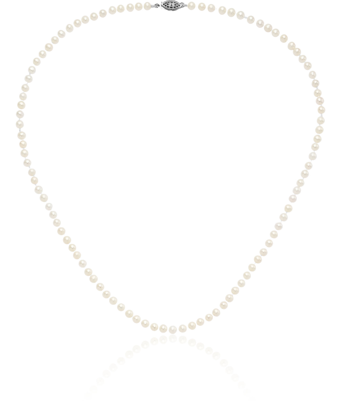 925 Sterling Silver 4mm White Round Freshwater Cultured Pearl Chain Necklace - Picture 8 of 42