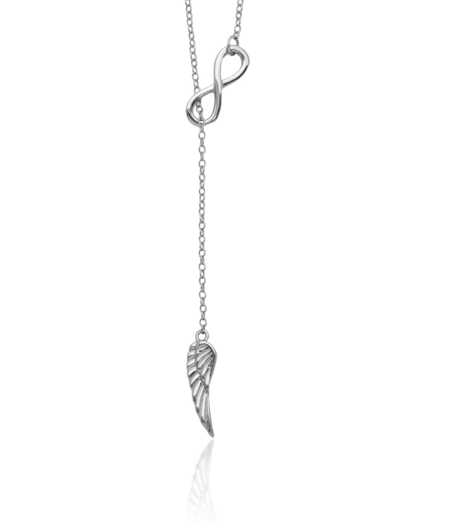 925 Sterling Silver Infinity Wing Chain Necklace - Picture 6 of 10