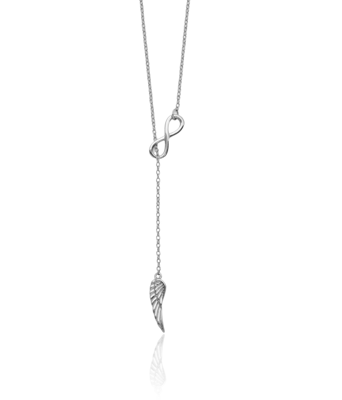 925 Sterling Silver Infinity Wing Chain Necklace - Picture 7 of 10