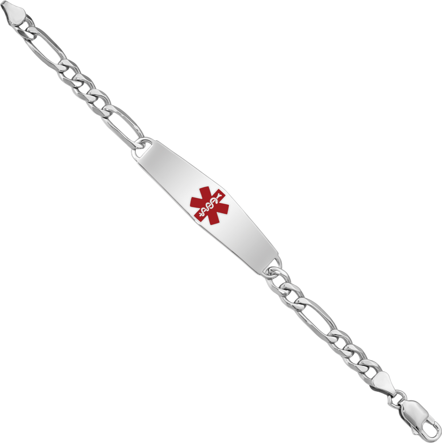 925-sterling-silver-medical-alert-id-figaro-link-chain-bracelet-ebay