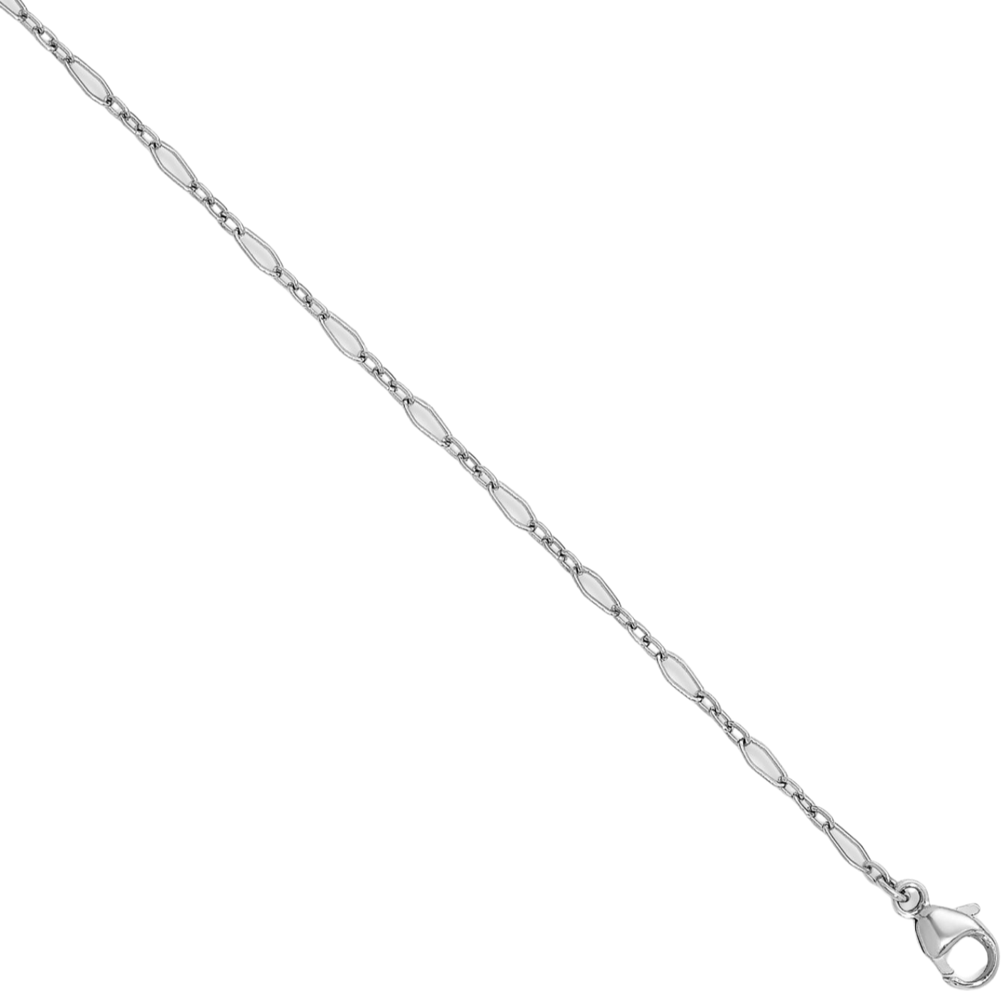 Platinum 2.4mm Oval Cable Rolo Link Chain Necklace - Picture 22 of 55