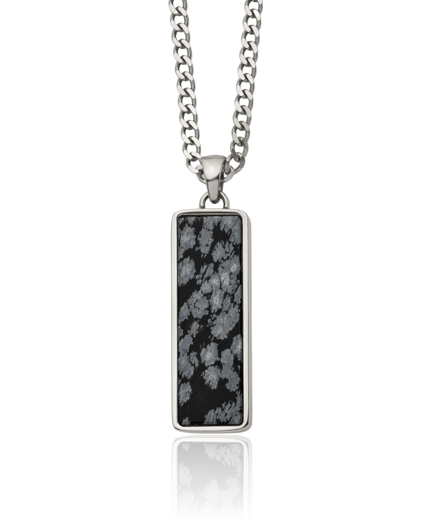 Stainless Steel Polished With Alabaster Stone Inlay 22in Necklace Stainless Steel Polished With Alabaster Stone Inlay 22in Necklace