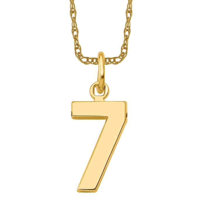 Collar de oro amarillo macizo de 10K número 7 - Imagen 9 de 12