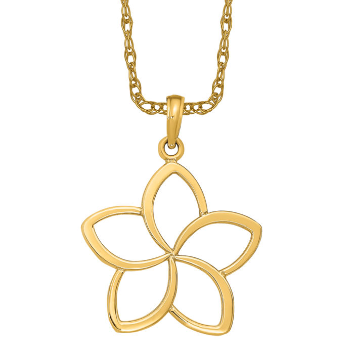 10K Solid Yellow Gold Flower Necklace