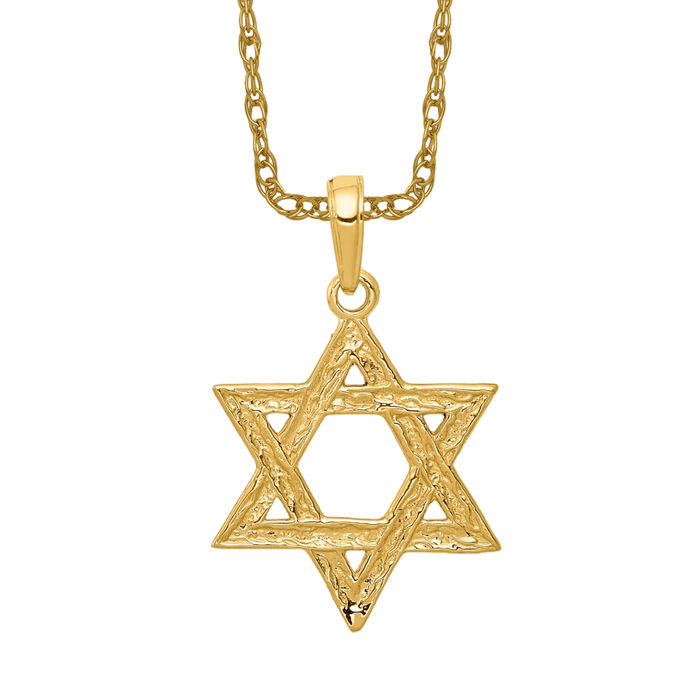 10K Solid Yellow Gold Star of David Necklace - Picture 9 of 12
