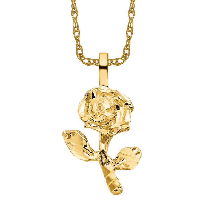 10k solid gold flower charm store pendant