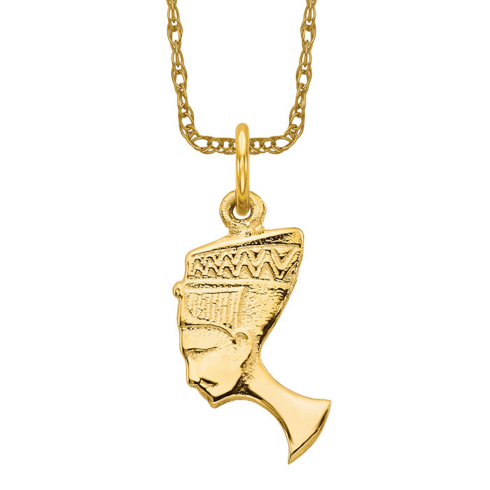 10K Solid Yellow Gold Queen Nefertiti Necklace - Picture 3 of 4