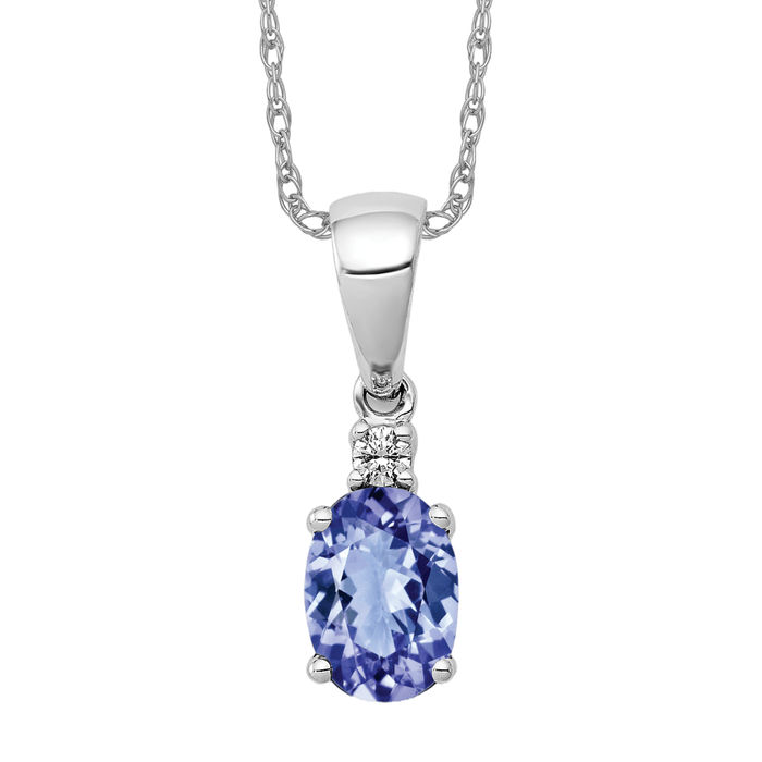 14k White Gold .75 Oval Tanzanite & Diamond Pendant 14k White Gold .75 Oval Tanzanite & Diamond Pendant