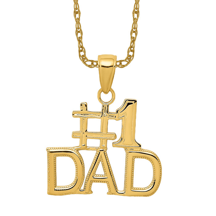 14K Yellow Gold #1 DAD Pendant Charm for your Father on Father's deals Day