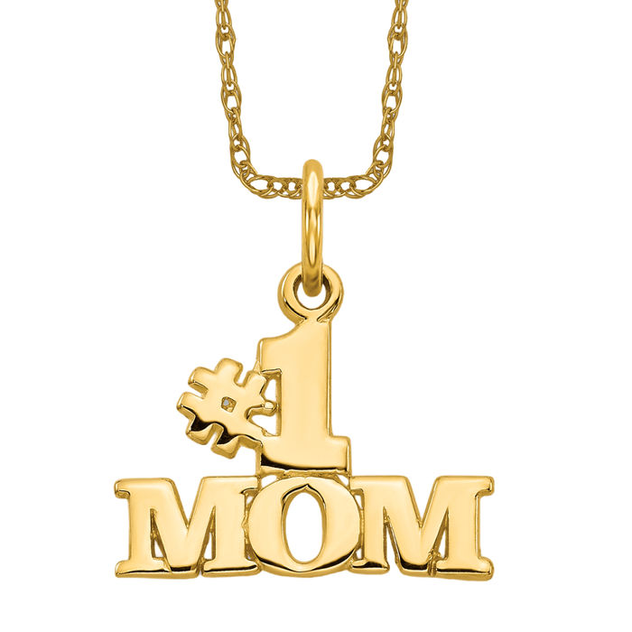 Womens #1 MoM Pendant 14K Yellow Gold popular Ch