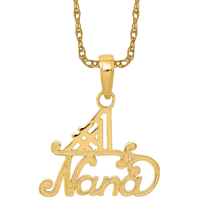 14K Solid Yellow Gold Best Grandma Necklace