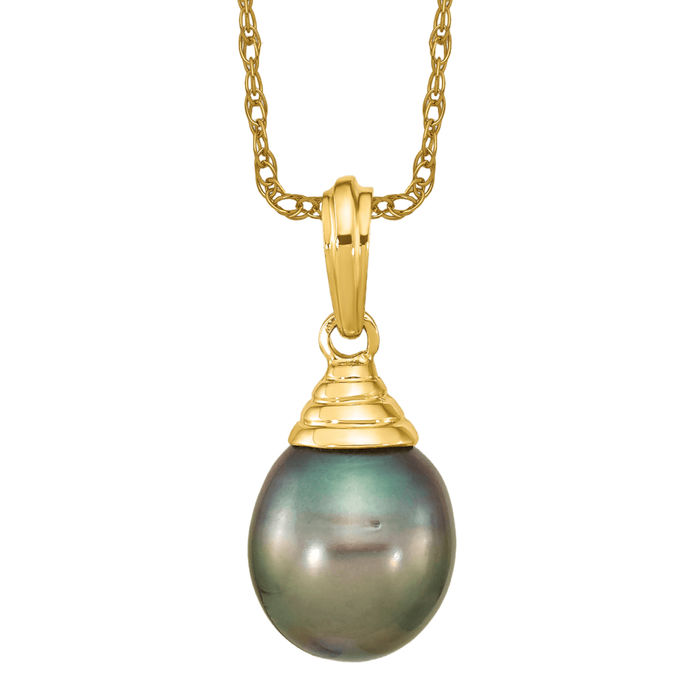 14k solid yellow gold selling genuine pearl pendant