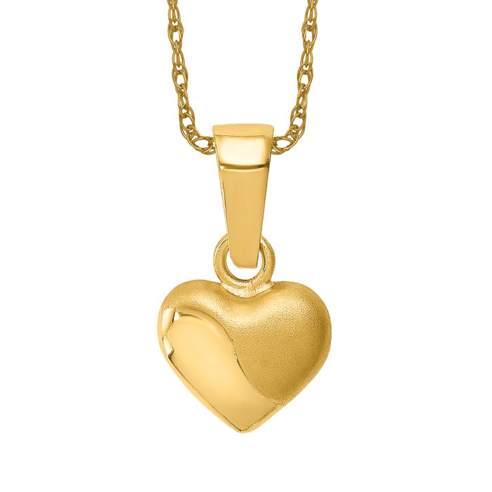 14k solid gold 3D outlet heart pendent necklace