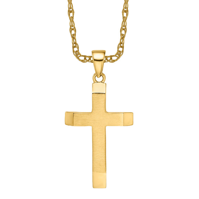 Collana con croce media in oro giallo massiccio 14 carati - Foto 10 di 12