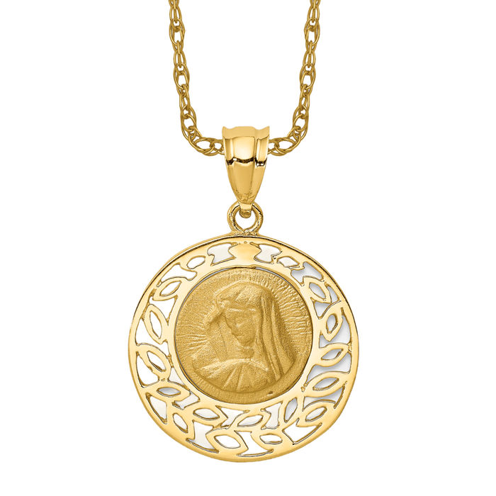 Lady of online Guadalupe Pendant 14k Yellow Gold Catholic Religious Virgin Mother Mary