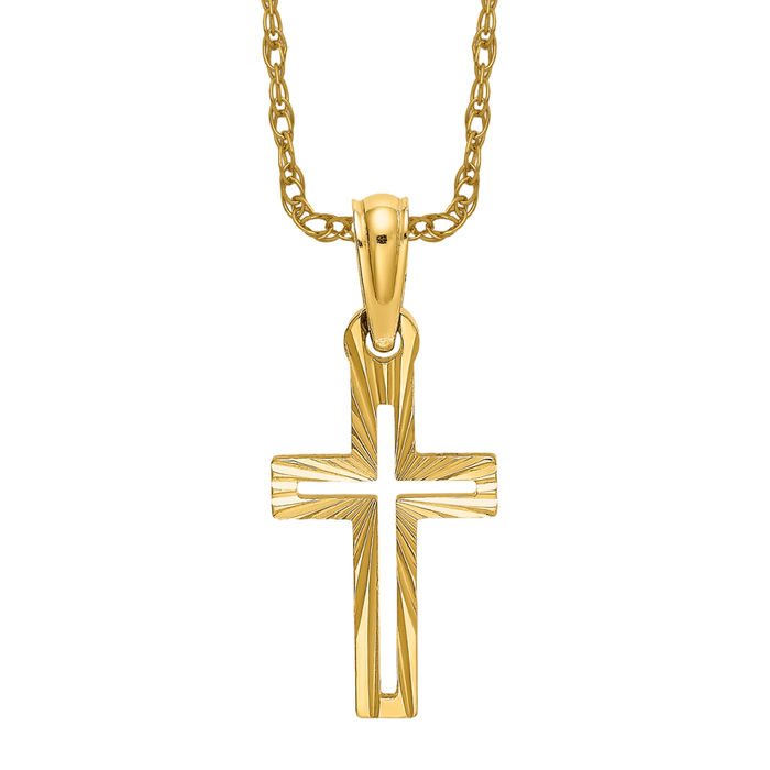 14K Yellow Gold Womens outlets Cross Charm Penda