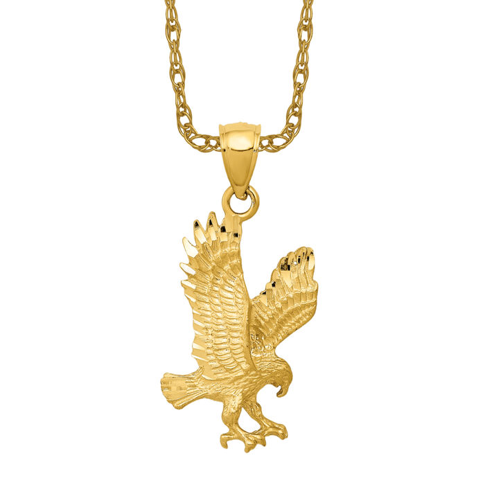 Collier oiseau aigle ou faucon en or vente en gros jaune massif 14 carats