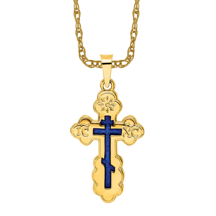 Radiant Cross Pendant 14k Yellow Gold Religious Jewelry buy Unisex