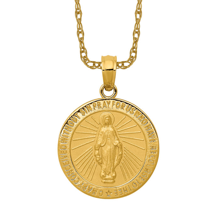 Real Solid 10k Gold store Miraculous Medal Charm for Charm Bracelet