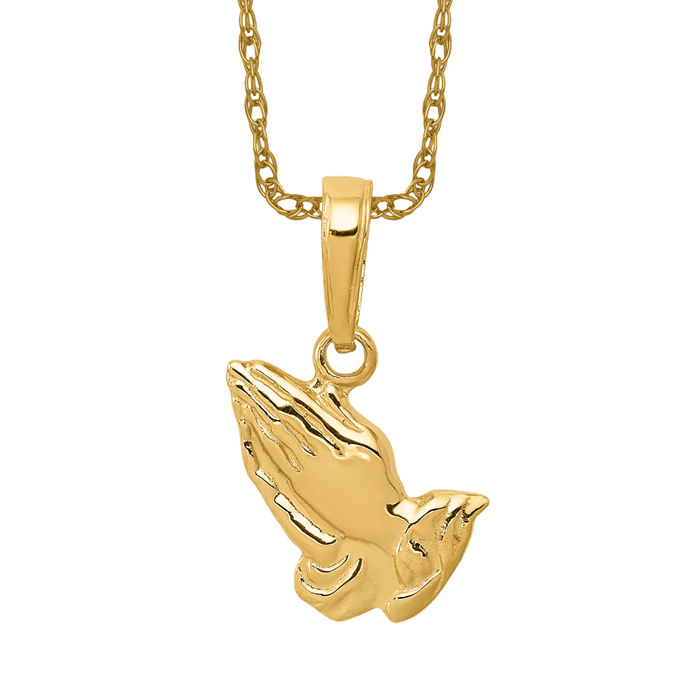 14K Praying Hands Pendant hot Charm