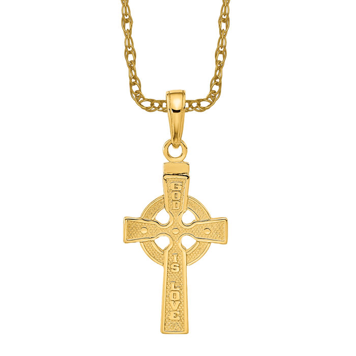 Newest New 14k Gold Irish Cross With White Jesus Charm Pendant