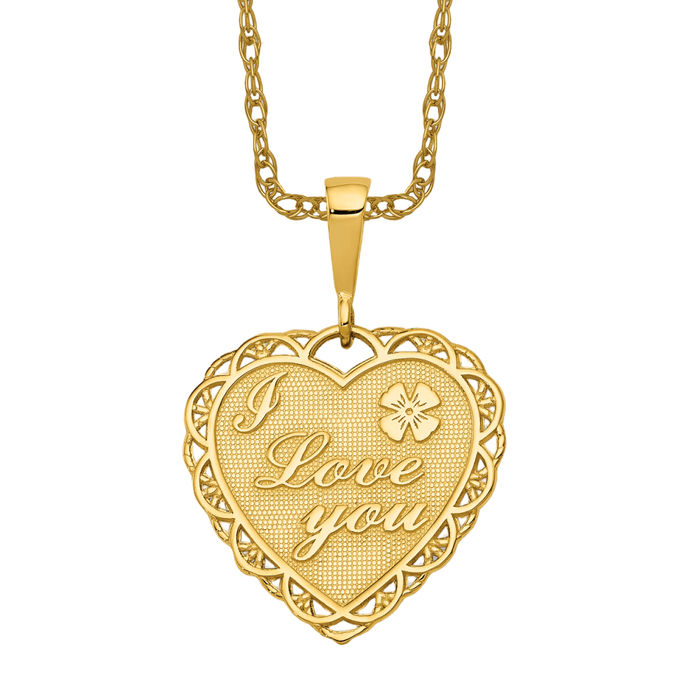 New 14k Yellow Gold Forever Yours Charm Pendant discount