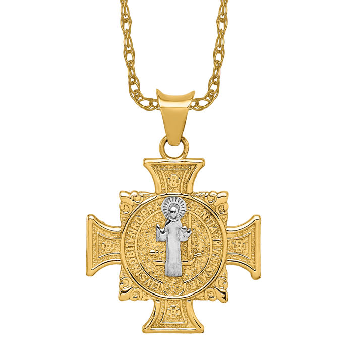 Collar San Benito oro amarillo macizo 14k - Imagen 10 de 12