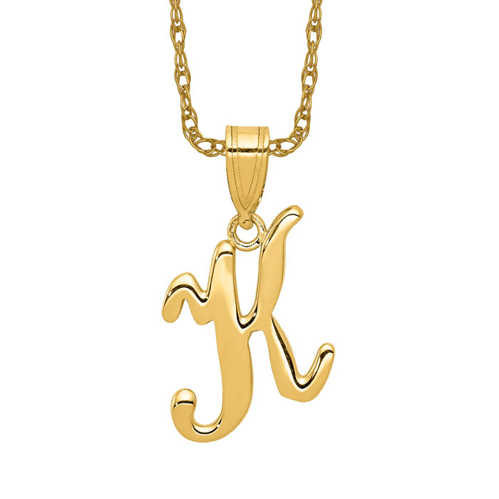 14K Solid Yellow Gold Letter K Initial Necklace eBay