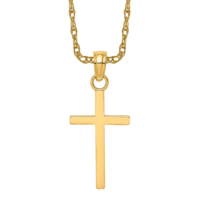 14K Solid Yellow Gold Cross Necklace - Bild 11 von 12