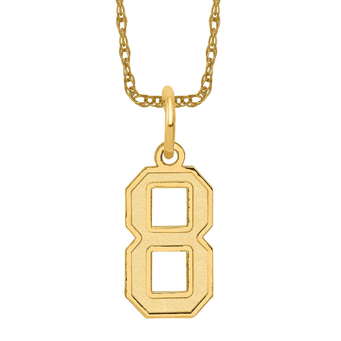 14K Solid Yellow Gold Number 8 Necklace - Picture 10 of 12