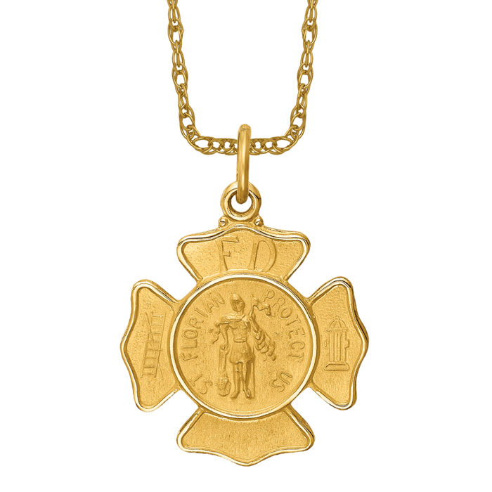 Collar FD Oro Amarillo Sólido 14k Departamento de Bomberos de Santa Floria - Imagen 10 de 12