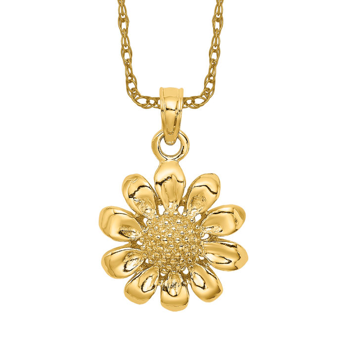 Halskette 14 Karat massiv Gelbgold Sonnenblume - Bild 11 von 12