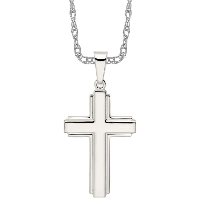 925 Sterling Silver Edge Cross Necklace