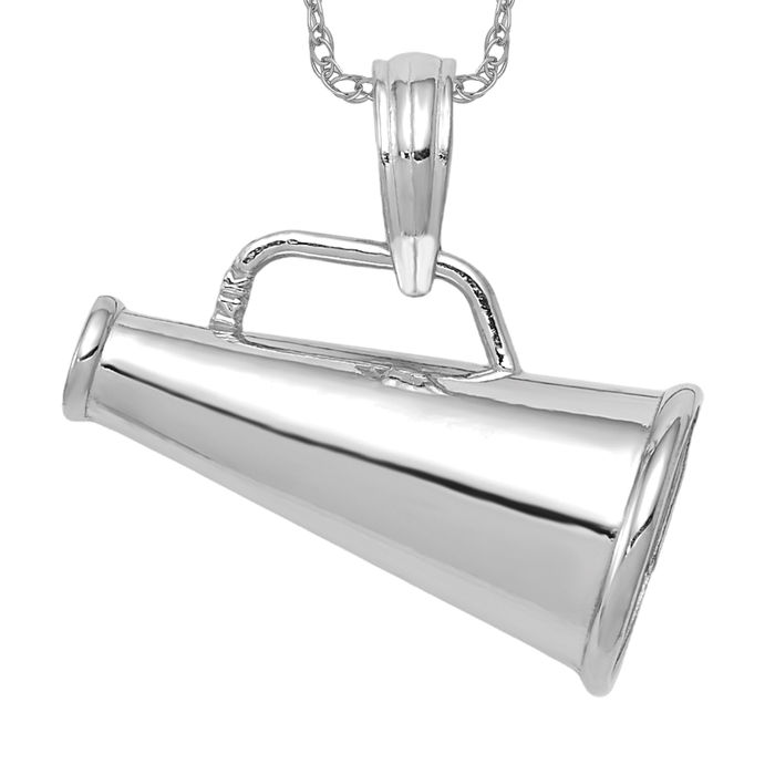 Small Megaphone Cheering 3-D Charm Sterling Silver, Made in the USA Small Megaphone Cheering 3-D Charm Sterling Silver, Made in the USA