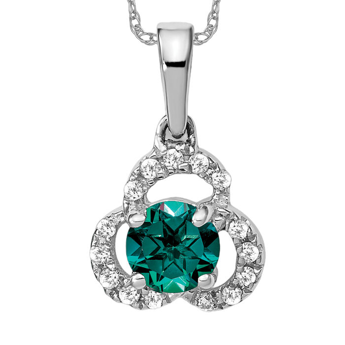 10K Solid White Gold Lab Alexandrite Diamond Necklace - Picture 8 of 12