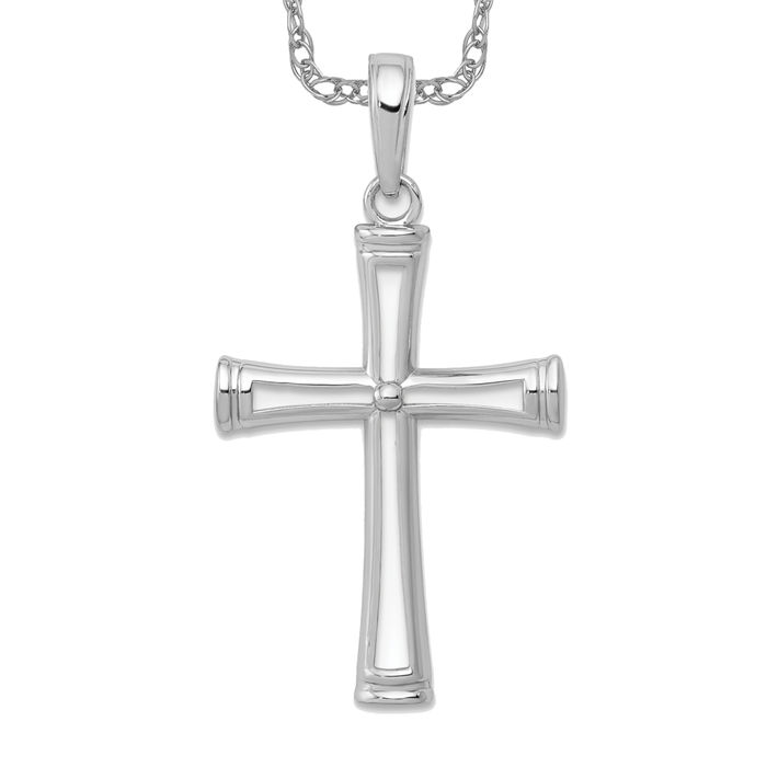 Solid 10K White Gold Cross Religious Pendant good