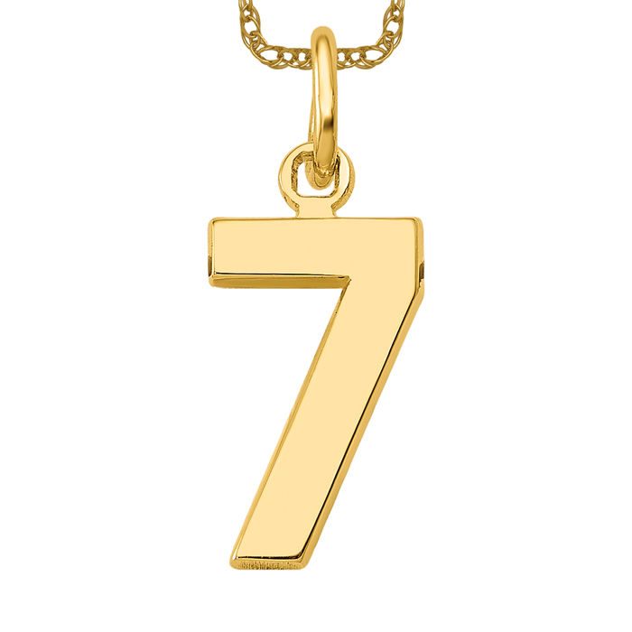 Collar de oro amarillo macizo de 10K número 7 - Imagen 8 de 12