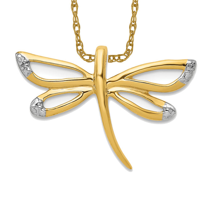 Dragonfly pendant with CZ stones available in Brass, Bronze, Silver 925, solid Gold 14K and 18K with free good FedEX EXPRESS worldwide shipping