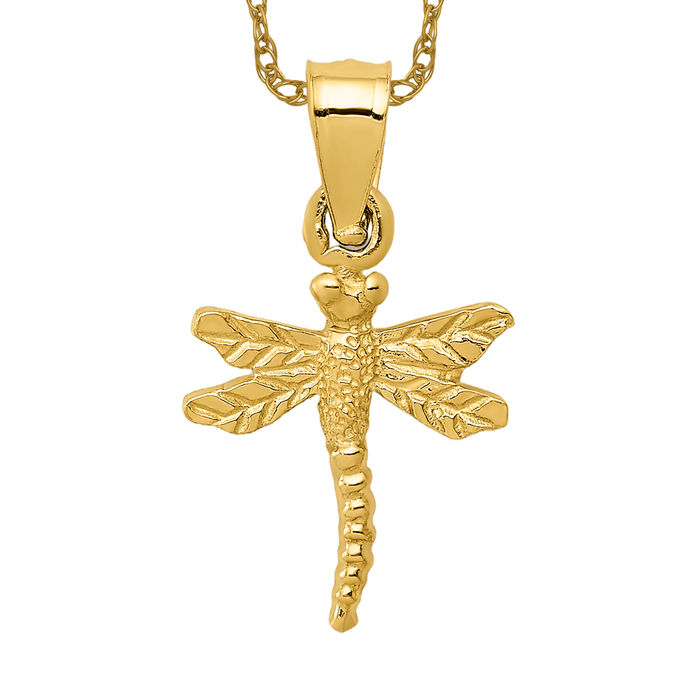 10k outlets Yellow Gold Dragonfly Pendant Charm