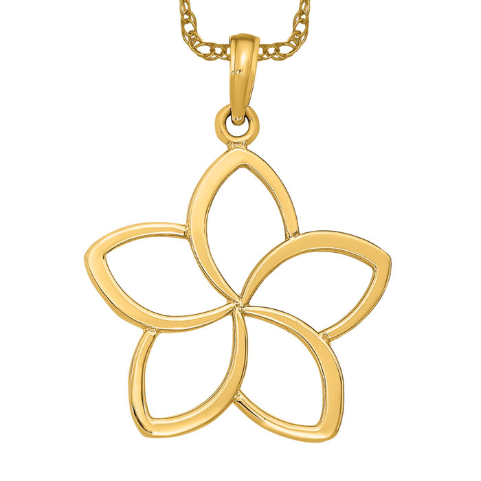 10K Solid Yellow Gold Flower Necklace