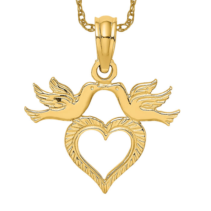 Collier oiseau coeur or jaune massif points de vente 10 carats