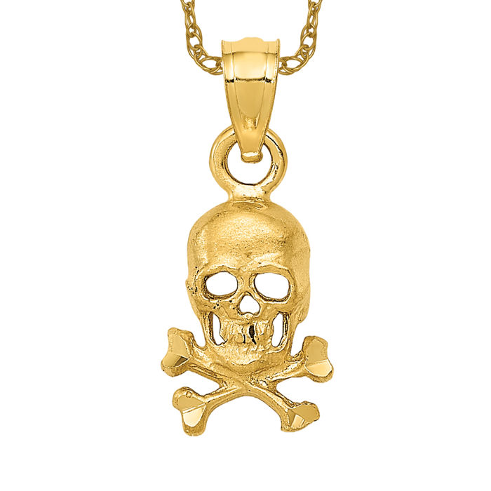 Halskette 10 Karat massives Gelbgold Totenkopf Kreuz Knochen - Bild 11 von 12