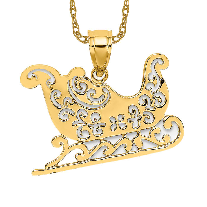 10K Solid Yellow Gold Sleigh Necklace