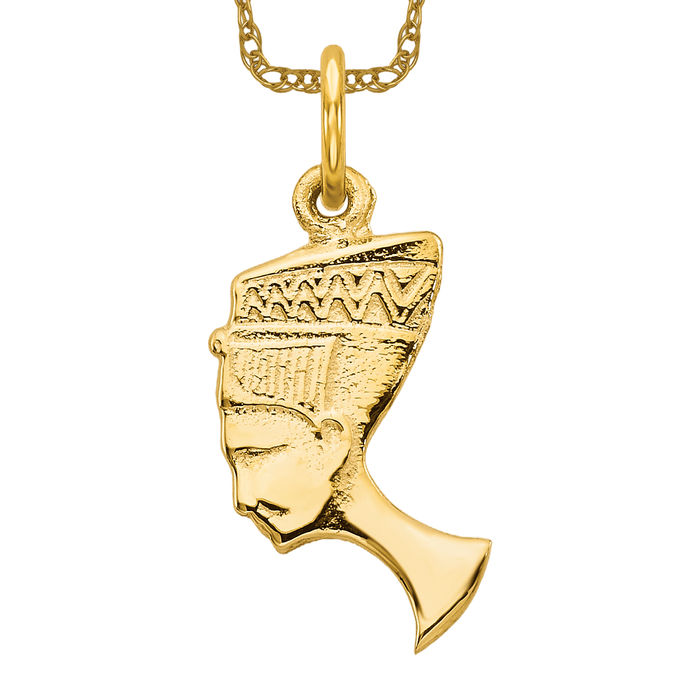 10K Solid Yellow Gold Queen Nefertiti Necklace - Picture 2 of 4