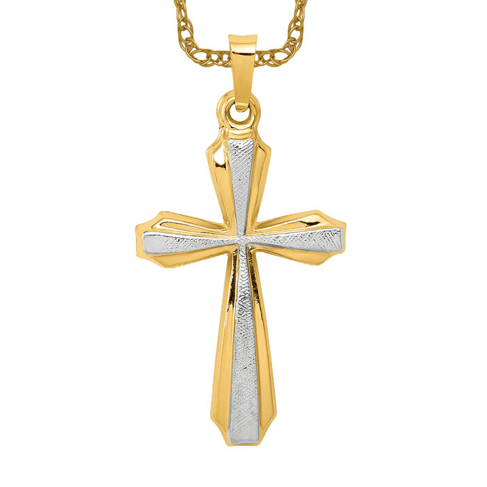 Collana croce passione in oro giallo massiccio 14 kt - Foto 11 di 12