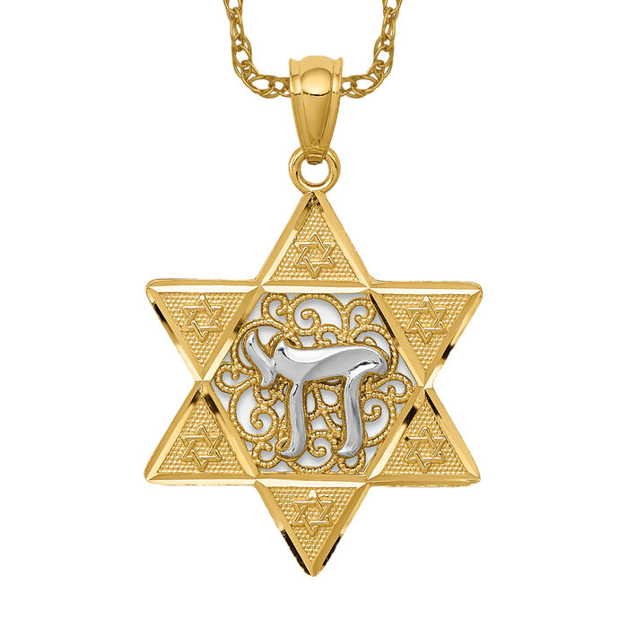 14k Solid shops Gold Jewish Pendant Religious Pendant Chai Necklace Charm